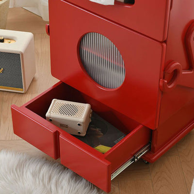 Contemporary Creative Kids Robot Shape High-density Composite Board Nightstand 2-Cabinet For Bedroom