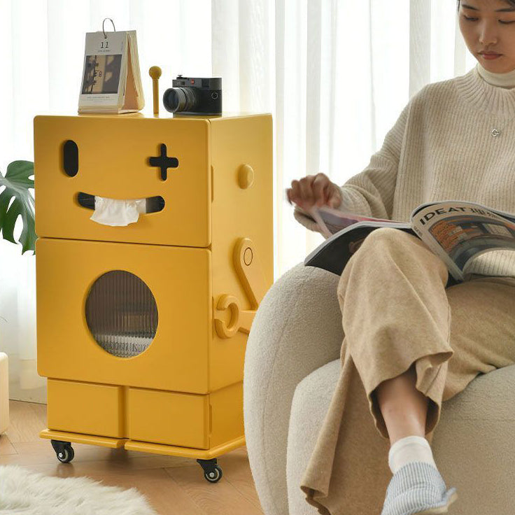 Contemporary Creative Kids Robot Shape High-density Composite Board Nightstand 2-Cabinet For Bedroom