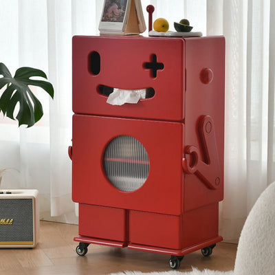 Contemporary Creative Kids Robot Shape High-density Composite Board Nightstand 2-Cabinet For Bedroom