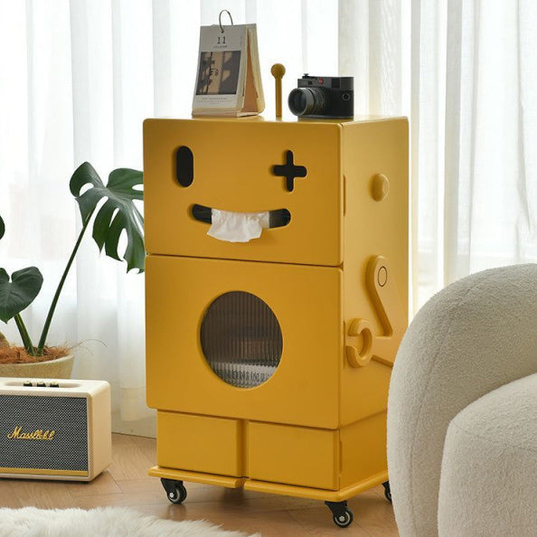 Contemporary Creative Kids Robot Shape High-density Composite Board Nightstand 2-Cabinet For Bedroom