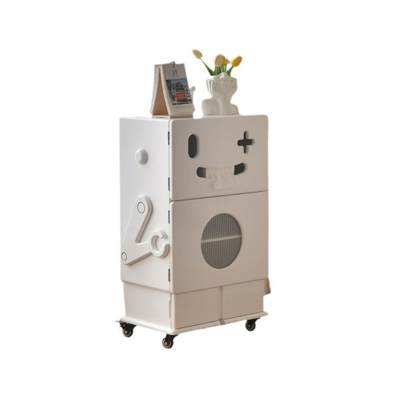 Contemporary Creative Kids Robot Shape High-density Composite Board Nightstand 2-Cabinet For Bedroom
