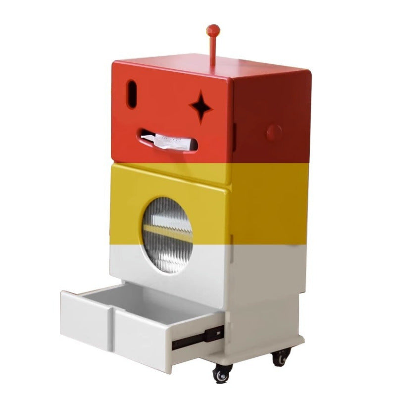 Contemporary Creative Kids Robot Shape High-density Composite Board Nightstand 2-Cabinet For Bedroom