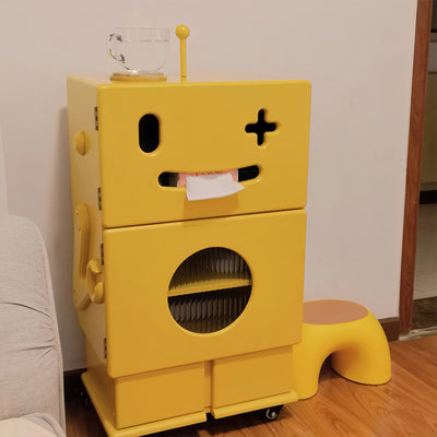 Contemporary Creative Kids Robot Shape High-density Composite Board Nightstand 2-Cabinet For Bedroom