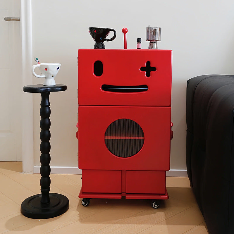 Contemporary Creative Kids Robot Shape High-density Composite Board Nightstand 2-Cabinet For Bedroom