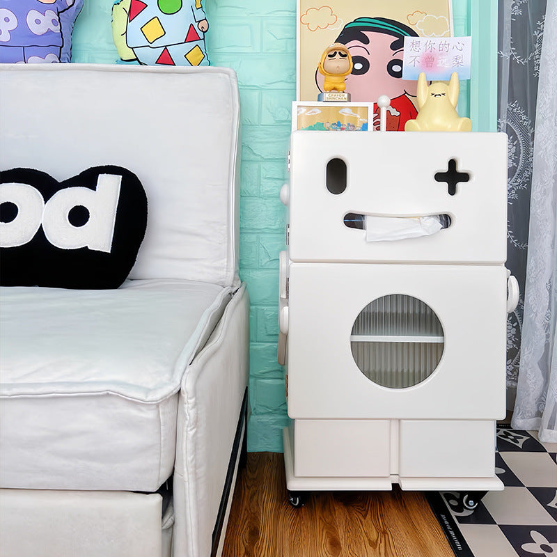 Contemporary Creative Kids Robot Shape High-density Composite Board Nightstand 2-Cabinet For Bedroom