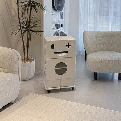 Contemporary Creative Kids Robot Shape High-density Composite Board Nightstand 2-Cabinet For Bedroom
