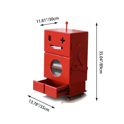 Contemporary Creative Kids Robot Shape High-density Composite Board Nightstand 2-Cabinet For Bedroom