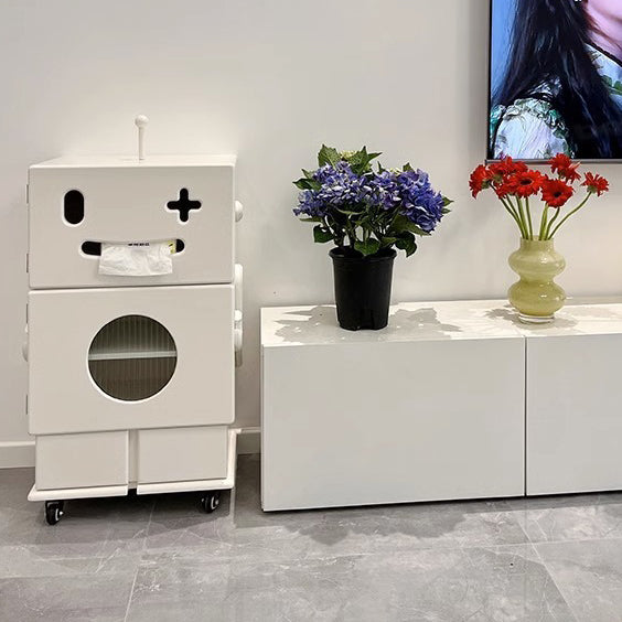 Contemporary Creative Kids Robot Shape High-density Composite Board Nightstand 2-Cabinet For Bedroom