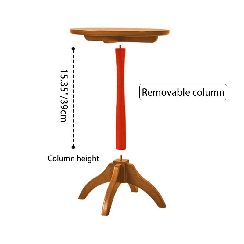 Modern Minimalist Round Solid Wood Removable Column Side Table 1-Tier For Living Room