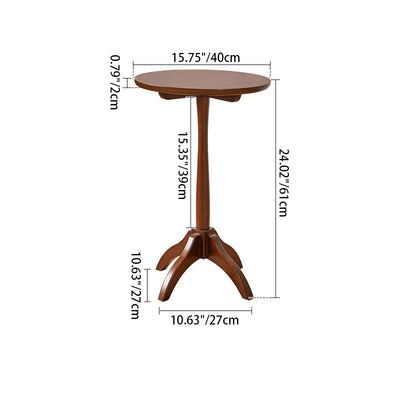 Modern Minimalist Round Solid Wood Removable Column Side Table 1-Tier For Living Room
