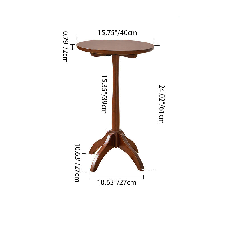 Modern Minimalist Round Solid Wood Removable Column Side Table 1-Tier For Living Room