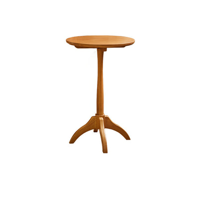 Modern Minimalist Round Solid Wood Removable Column Side Table 1-Tier For Living Room
