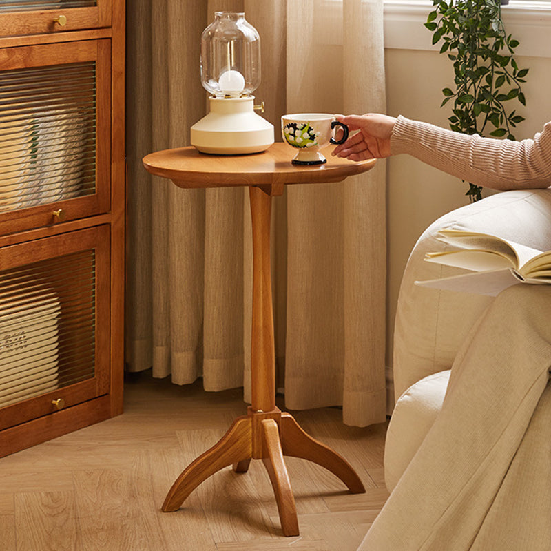Modern Minimalist Round Solid Wood Removable Column Side Table 1-Tier For Living Room
