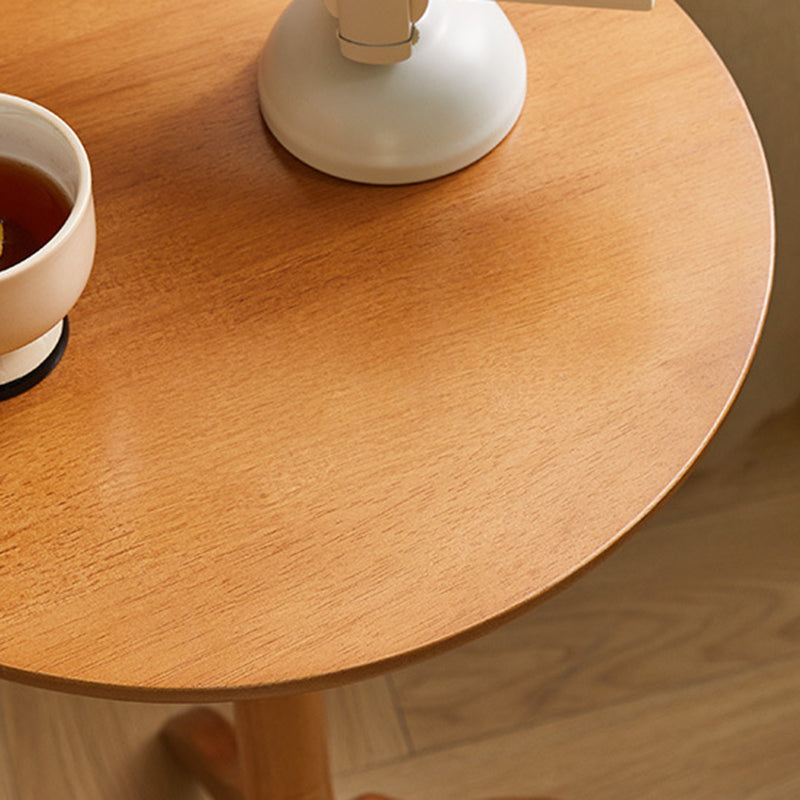 Modern Minimalist Round Solid Wood Removable Column Side Table 1-Tier For Living Room