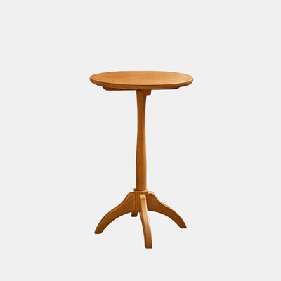 Modern Minimalist Round Solid Wood Removable Column Side Table 1-Tier For Living Room