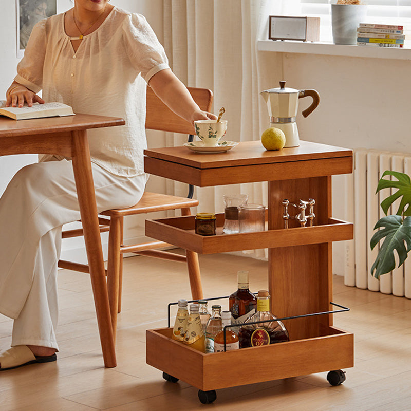 Modern Minimalist Rectangular Rubberwood Movable Side Table 1-Drawer For Living Room