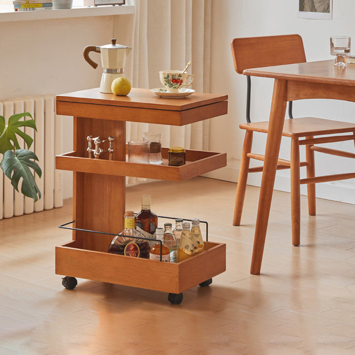 Table d'appoint rectangulaire moderne minimaliste en bois d'hévéa mobile avec 1 tiroir pour salon 