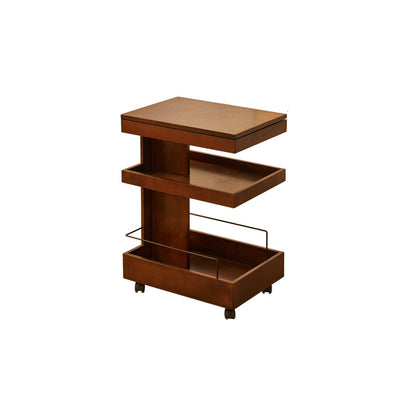 Modern Minimalist Rectangular Rubberwood Movable Side Table 1-Drawer For Living Room