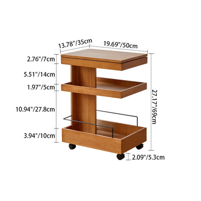 Modern Minimalist Rectangular Rubberwood Movable Side Table 1-Drawer For Living Room