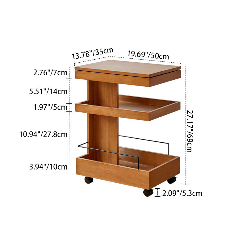 Modern Minimalist Rectangular Rubberwood Movable Side Table 1-Drawer For Living Room