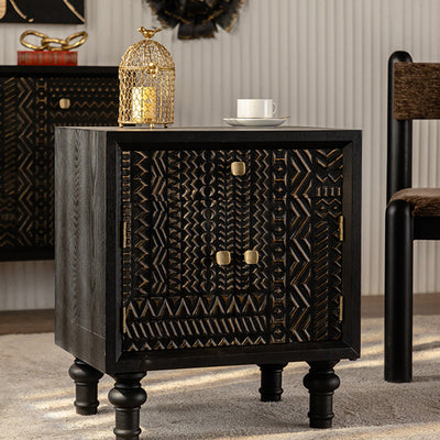 Modern Art Deco Rectangular Solid Wood Artificial Board Nightstand 1-Drawer For Bedroom