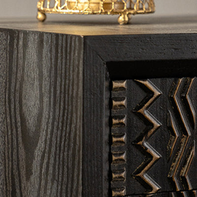 Modern Art Deco Rectangular Solid Wood Artificial Board Nightstand 1-Drawer For Bedroom