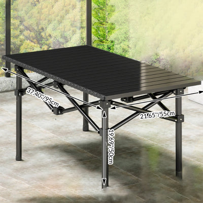 Modern Minimalist Rectangular Carbon Steel Foldable Outdoor Dining Table 1-Tier For Outdoor Patio