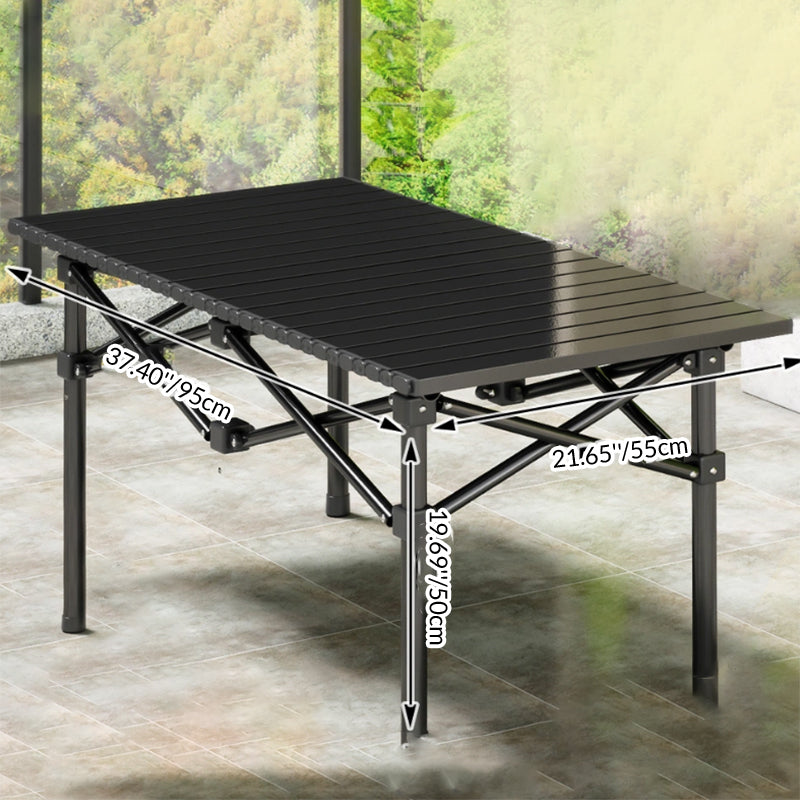 Modern Minimalist Rectangular Carbon Steel Foldable Outdoor Dining Table 1-Tier For Outdoor Patio