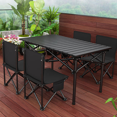 Modern Minimalist Rectangular Carbon Steel Foldable Outdoor Dining Table 1-Tier For Outdoor Patio