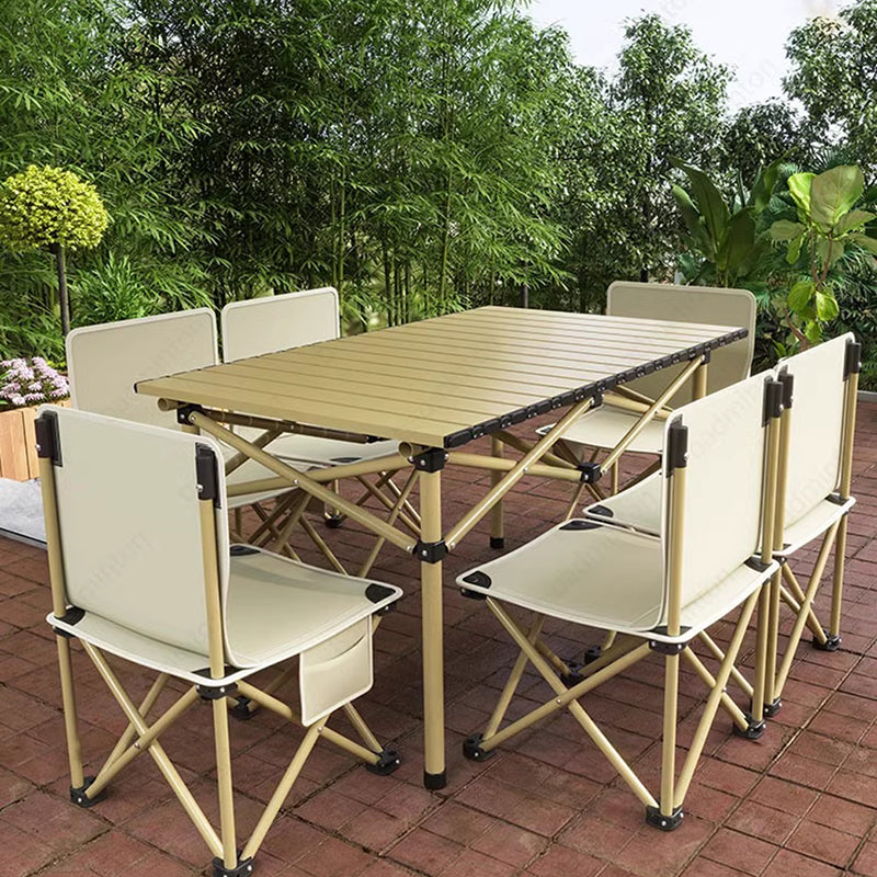 Modern Minimalist Rectangular Carbon Steel Foldable Outdoor Dining Table 1-Tier For Outdoor Patio