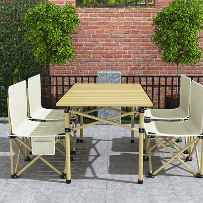 Modern Minimalist Rectangular Carbon Steel Foldable Outdoor Dining Table 1-Tier For Outdoor Patio