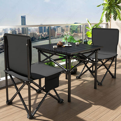 Modern Minimalist Rectangular Carbon Steel Foldable Outdoor Dining Table 1-Tier For Outdoor Patio