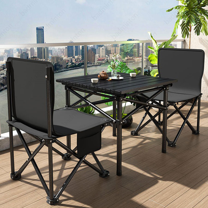 Modern Minimalist Rectangular Carbon Steel Foldable Outdoor Dining Table 1-Tier For Outdoor Patio