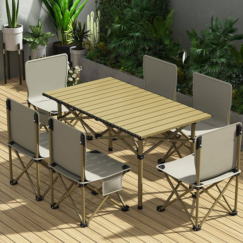 Modern Minimalist Rectangular Carbon Steel Foldable Outdoor Dining Table 1-Tier For Outdoor Patio