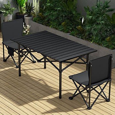 Modern Minimalist Rectangular Carbon Steel Foldable Outdoor Dining Table 1-Tier For Outdoor Patio