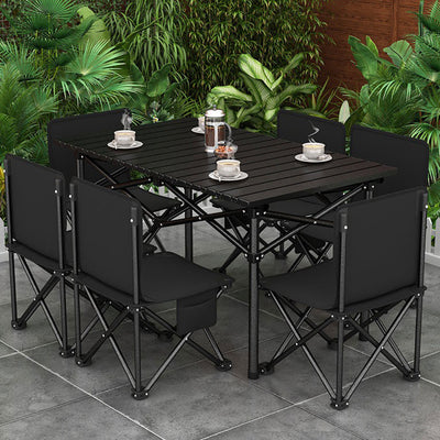 Modern Minimalist Rectangular Carbon Steel Foldable Outdoor Dining Table 1-Tier For Outdoor Patio