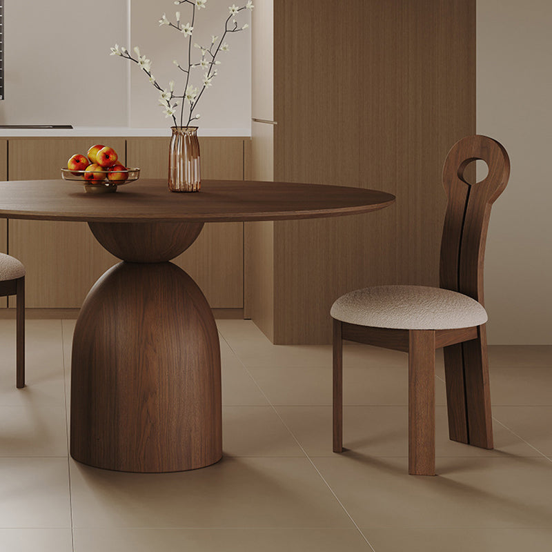 Modern Minimalist Round Sintered Stone Solid Wood Multi-layer Board Rubberwood Dining Table for 6 Seats