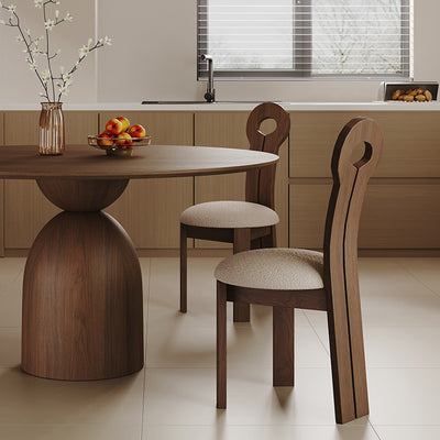 Modern Minimalist Round Sintered Stone Solid Wood Multi-layer Board Rubberwood Dining Table for 6 Seats