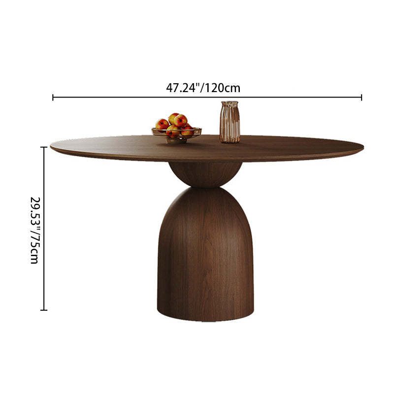 Modern Minimalist Round Sintered Stone Solid Wood Multi-layer Board Rubberwood Dining Table for 6 Seats