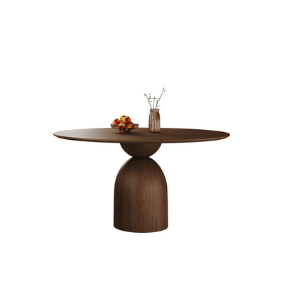 Modern Minimalist Round Sintered Stone Solid Wood Multi-layer Board Rubberwood Dining Table for 6 Seats