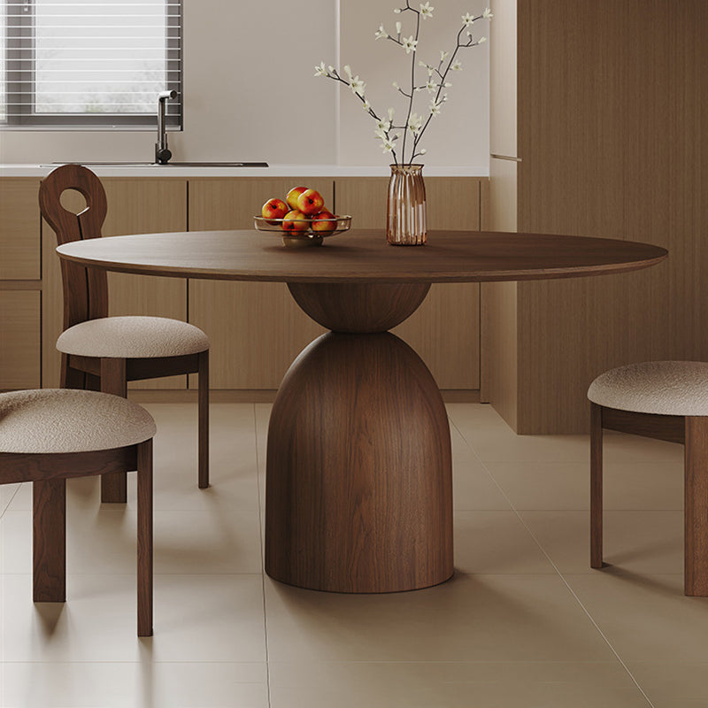 Modern Minimalist Round Sintered Stone Solid Wood Multi-layer Board Rubberwood Dining Table for 6 Seats