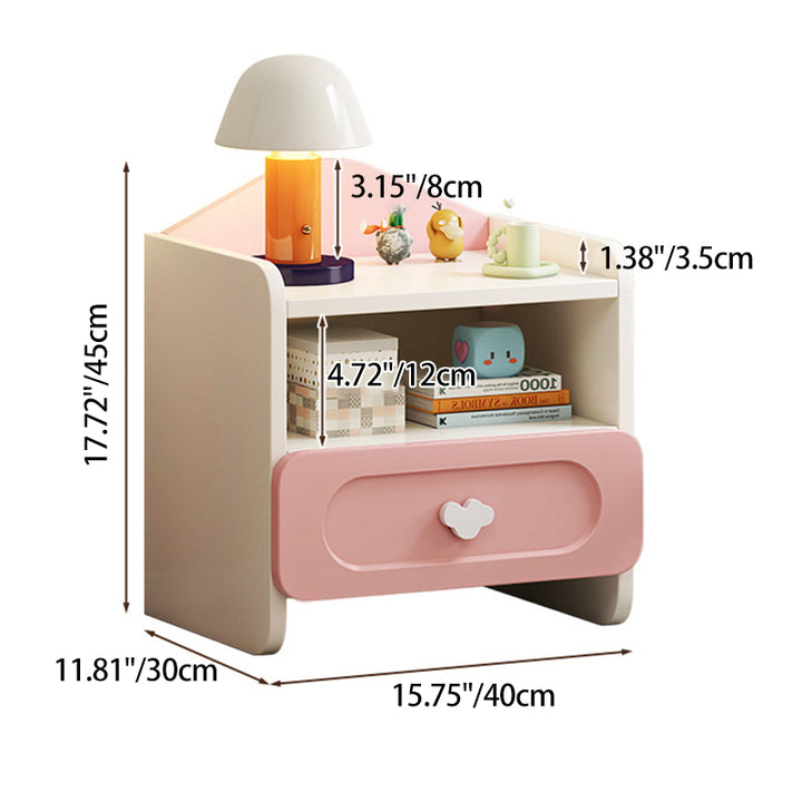 Contemporary Creative Kids Square MDF Nightstand 2-Drawer For Bedroom