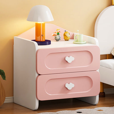 Contemporary Creative Kids Square MDF Nightstand 2-Drawer For Bedroom