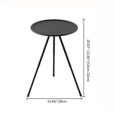 Modern Minimalist Round Acrylonitrile Butadiene Styrene Plastic Carbon Steel Height Adjustable Foldable End Table 1-Tier For Outdoor Patio