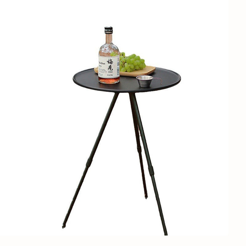 Modern Minimalist Round Acrylonitrile Butadiene Styrene Plastic Carbon Steel Height Adjustable Foldable End Table 1-Tier For Outdoor Patio