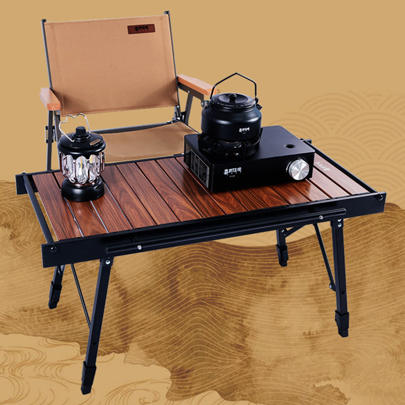 Mesa de café al aire libre plegable de aleación de aluminio rectangular industrial contemporánea de 1 nivel para patio exterior 