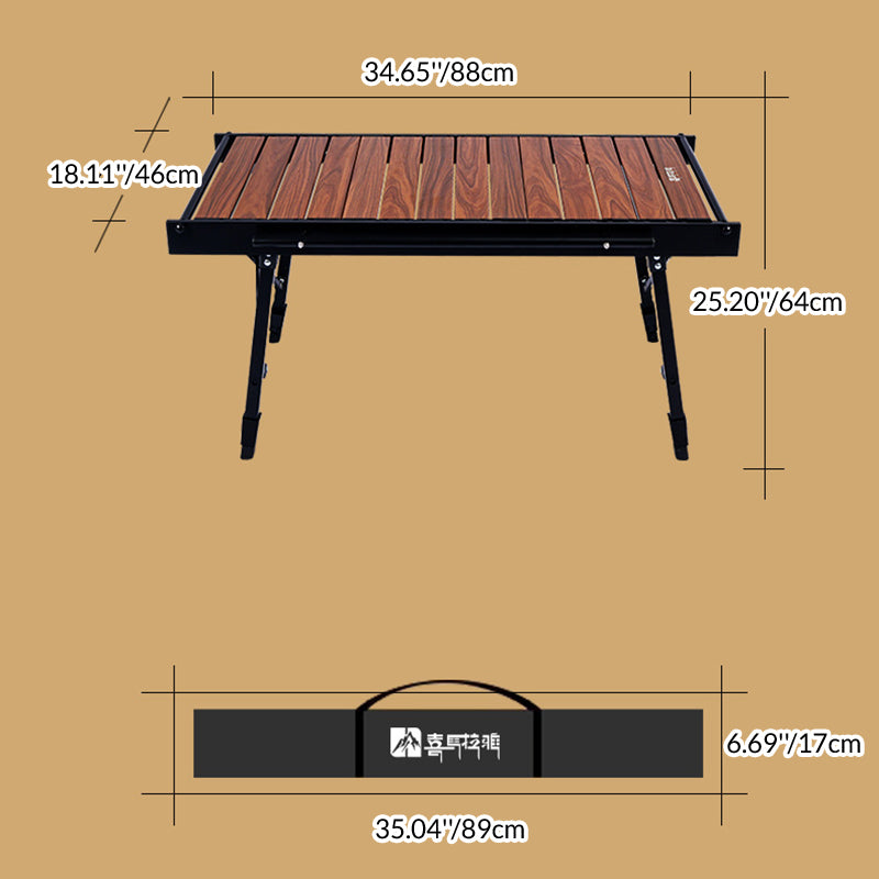 Contemporary Industrial Rectangular Aluminum Alloy Foldable Outdoor Coffee Table 1-Tier For Outdoor Patio
