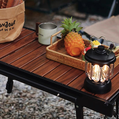 Contemporary Industrial Rectangular Aluminum Alloy Foldable Outdoor Coffee Table 1-Tier For Outdoor Patio