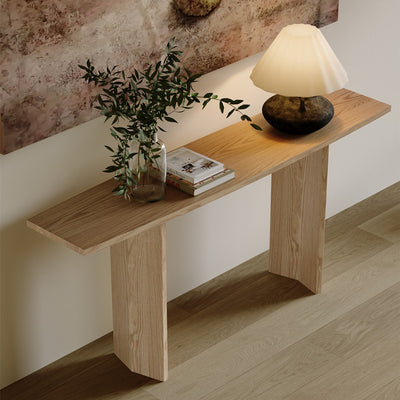 Modern Minimalist Rectangular Pine Wood Ash Wood Console Table 1-Tier For Entryway
