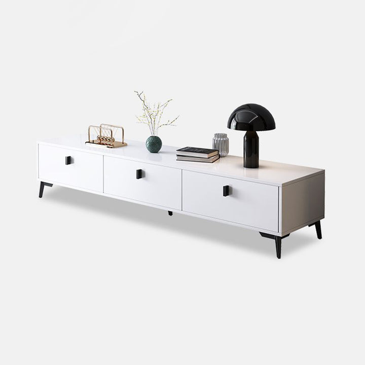 Moderner minimalistischer rechteckiger TV-Ständer aus Sperrholz und MDF mit 4 Schubladen fürs Wohnzimmer 
